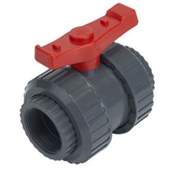 PVC BALL VALVE - T Handle x BSPT Female, Dual PFTE Seals