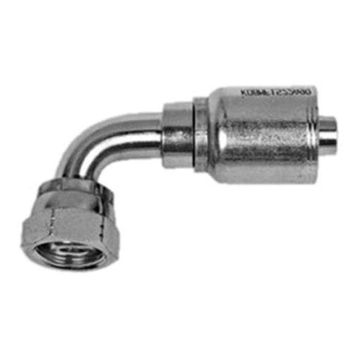 HYDRAULIC HOSE CRIMP COUPLING - Swept 90 Elbow x METRIC Light Female Swivel