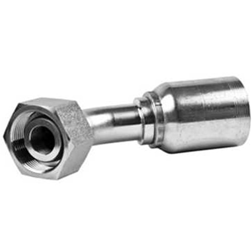 HYDRAULIC HOSE CRIMP COUPLING - Swept 45 Elbow x METRIC Light Female Swivel