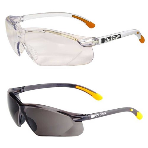 MAXISAFE- KANSAS SAFETY GLASSES WITH ANTI-FOG - CLEAR AND SMOKE LENS