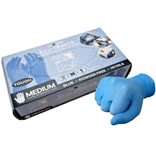 MAXISAFE- ECO-SHEILD NITRILE BLUE GLOVES UNPOWDERED