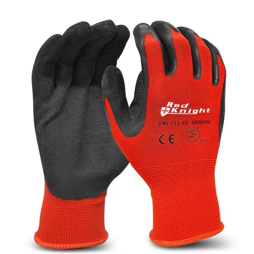 MAXISAFE- RED KNIGHT LATEX GRIPMASTER COATED GLOVES MEDIUM