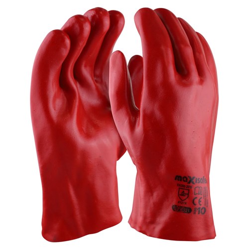 MAXISAFE - RED PVC GAUNTLET GLOVE - 27CM