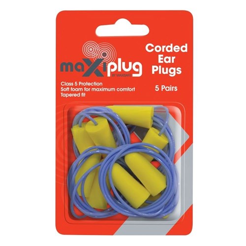 MAXISAFE- CORDED EARPLUGS BLISTER OF 5 PAIRS