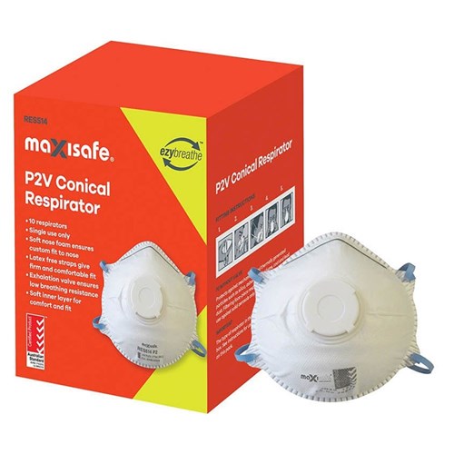 MAXISAFE- CONICAL REPIRATOR P2 WITH VALVE 10