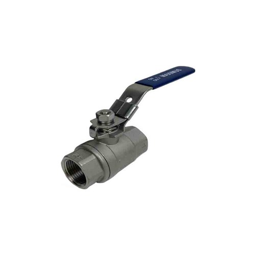 STAINLESS STEEL 316 BALL VALVE x 2 Piece, Lockable handle, NPT Female, PTFE