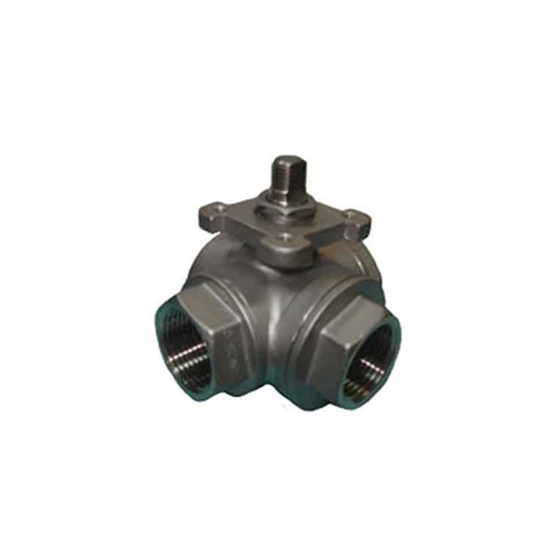 316 STAINLESS STEEL BALL VALVE - 3 WAY T Port, ISO Pad, BSP Female side entry